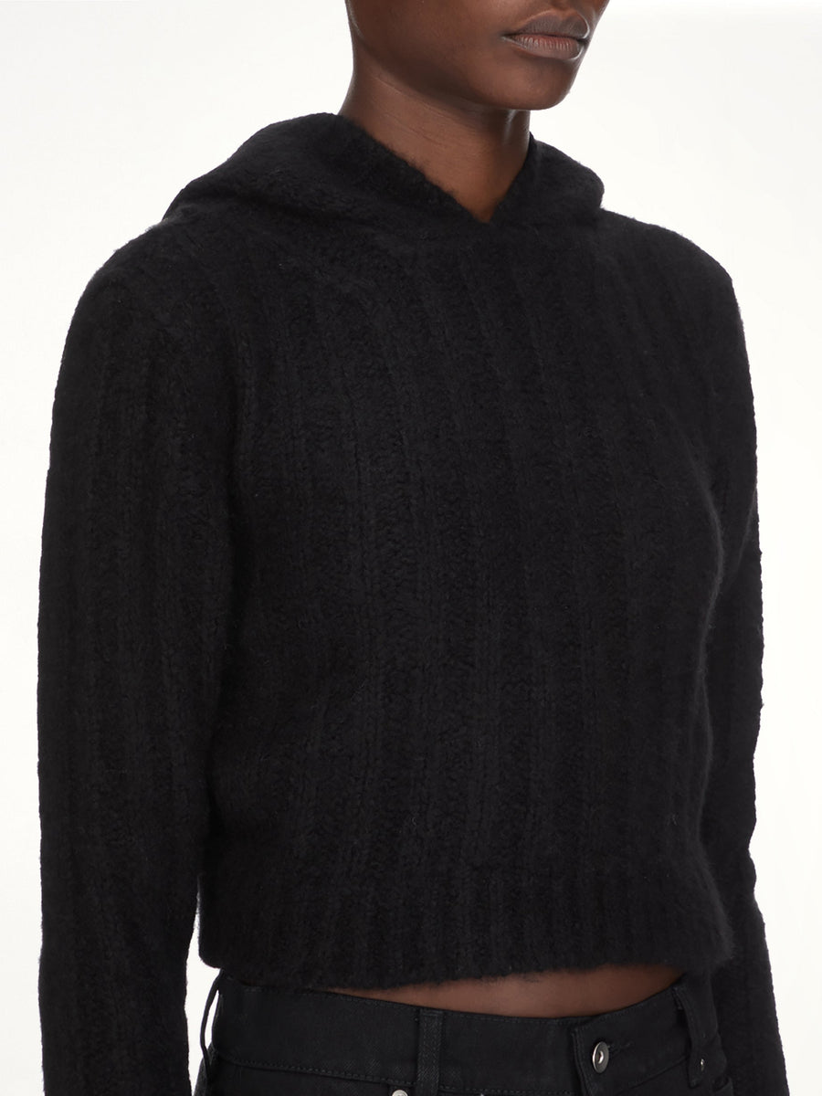 LS Cropped Hooded Top in Black