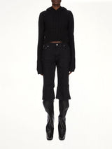 LS Cropped Hooded Top in Black