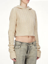 LS Cropped Hooded Top in Natural