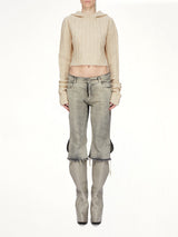 LS Cropped Hooded Top in Natural