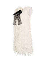 Dress in White with Black Bow