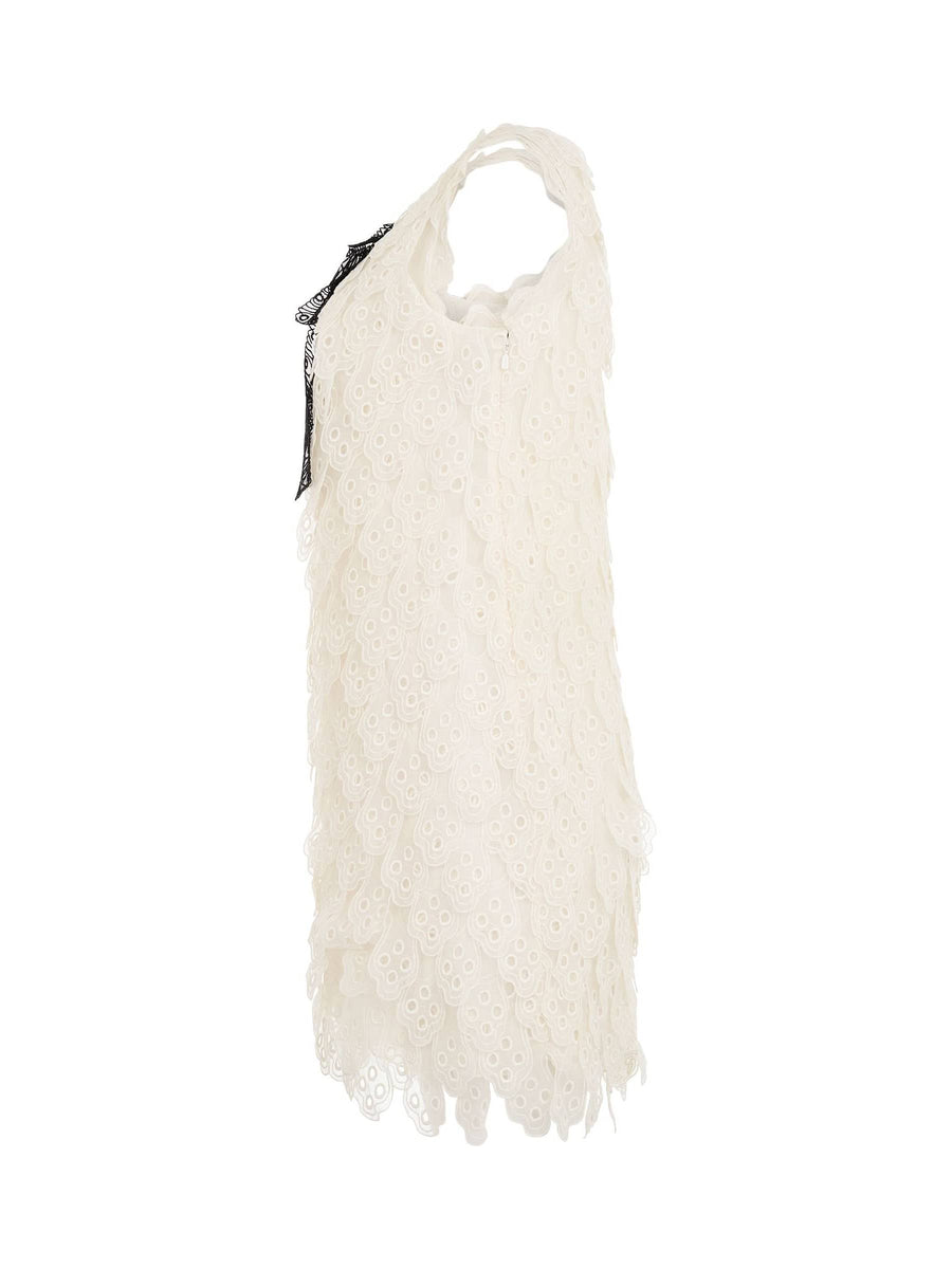 Dress in White with Black Bow