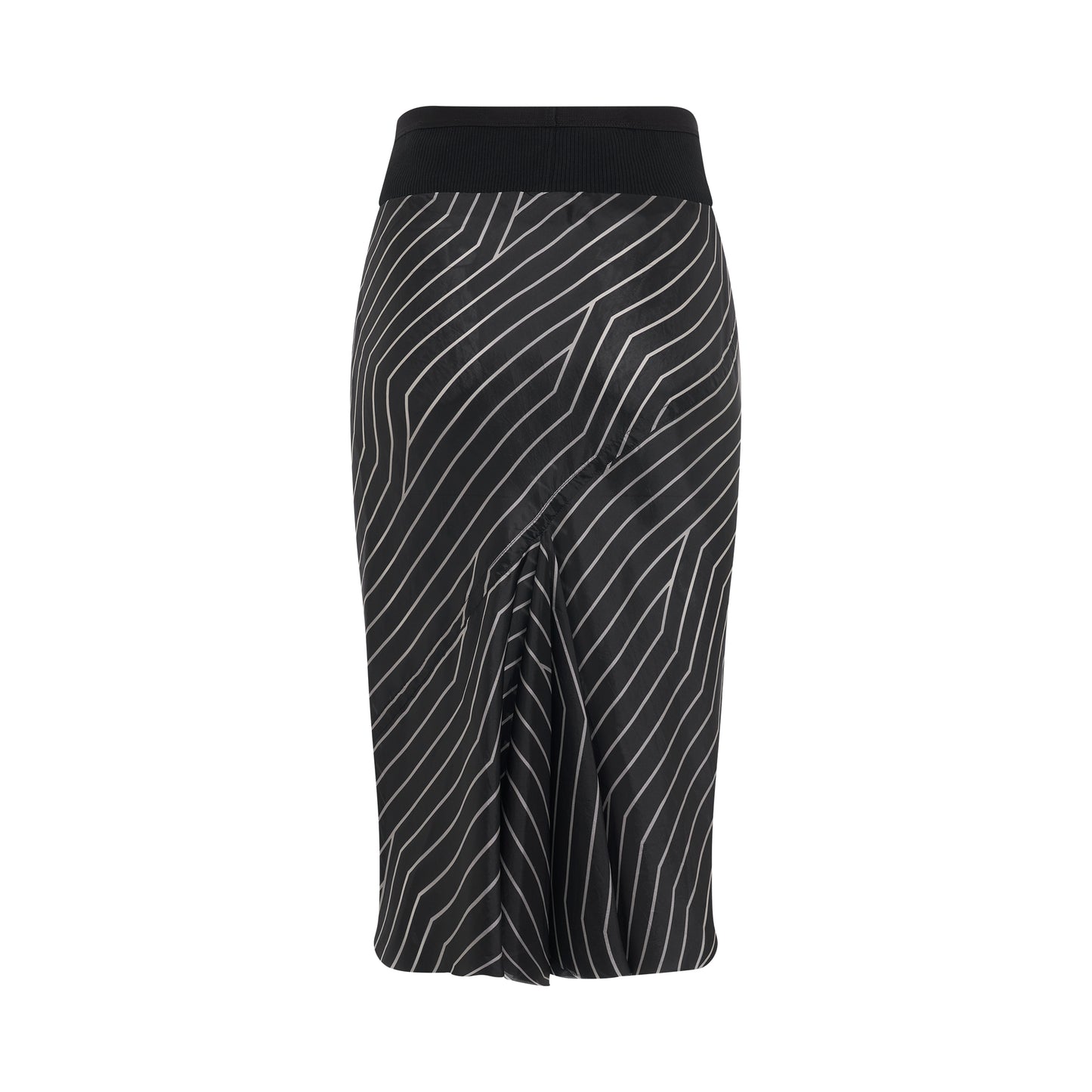 Woven Knee Bias Skirt in Black/Pearl