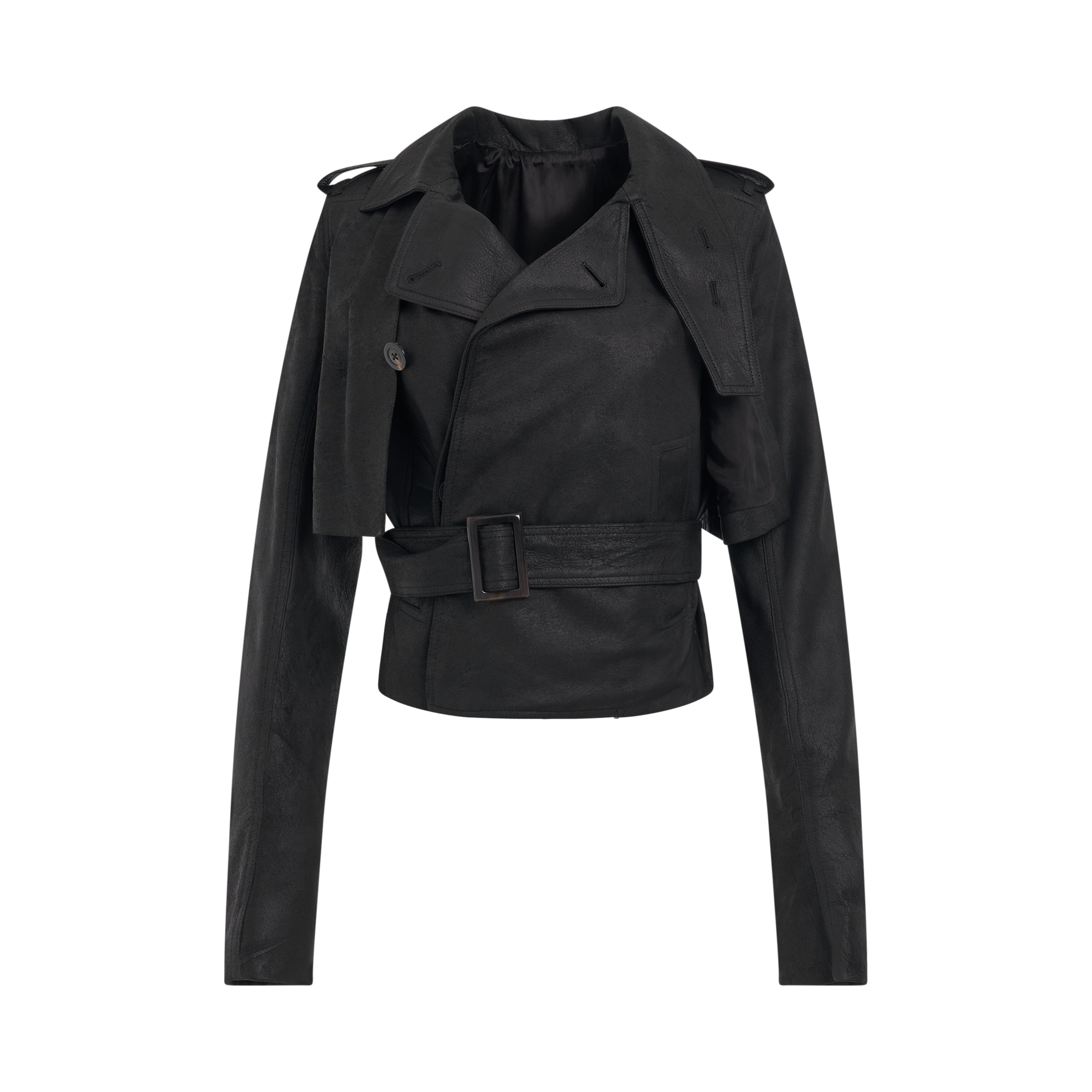 RICK OWENS Mini Leather Trench Jacket in Black – MARAIS