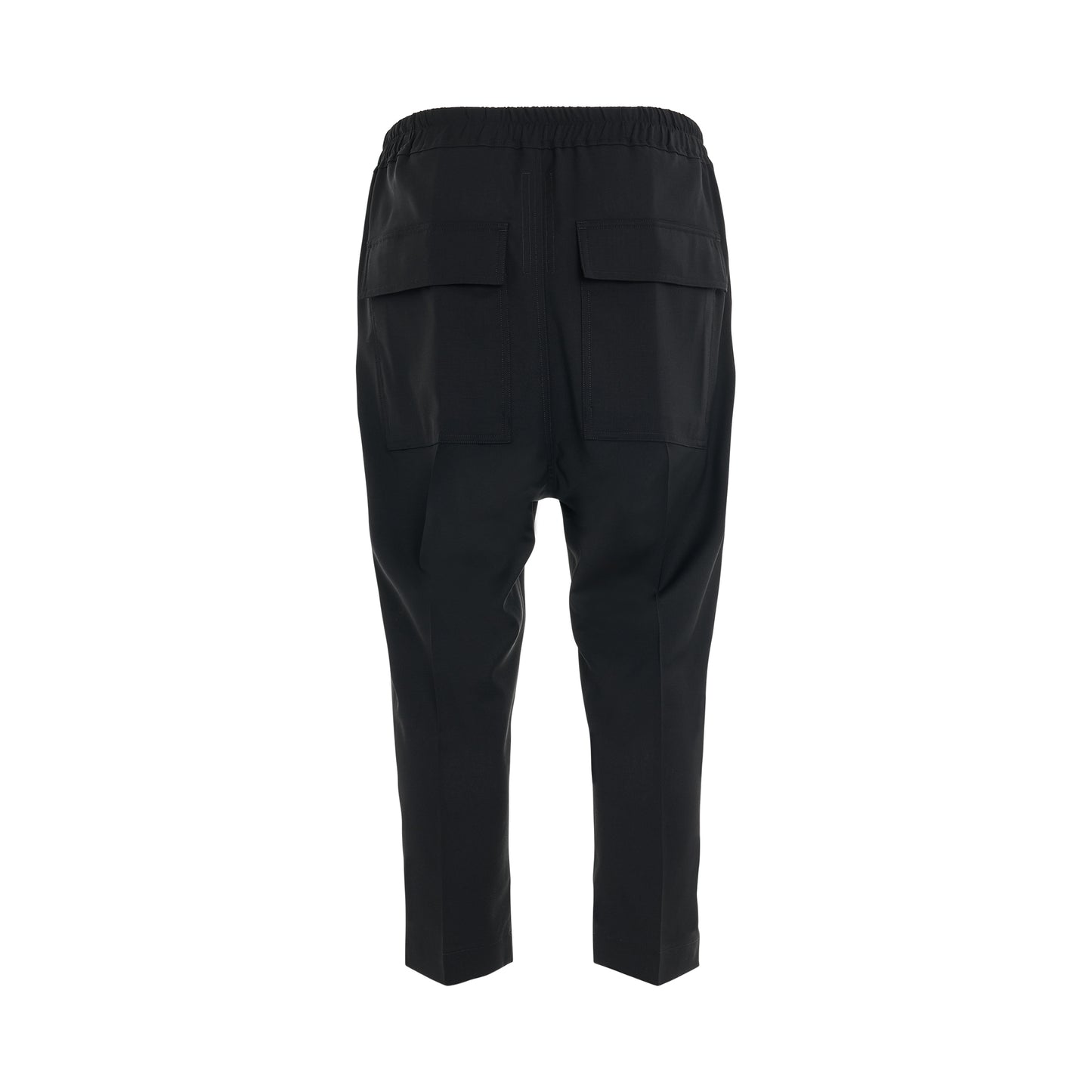 Light Wool Drawstring Astaires Cropped Pants in Black