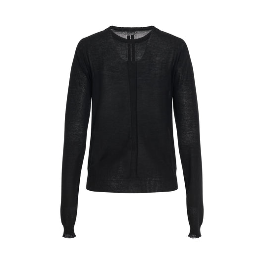 Biker Level Round Neck Sweater in Black