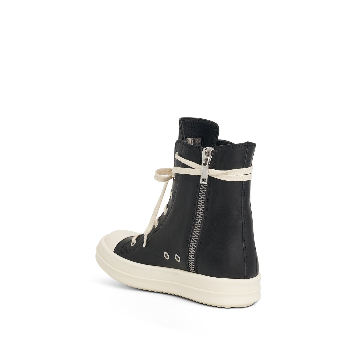 Washed Calf High Sneaker in Black/Milk