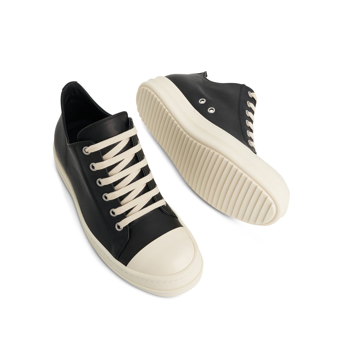 Washed Calf Sneaker in Black/Milk