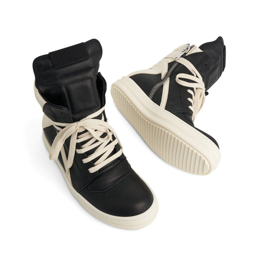 Women Washed Calf Geobasket Leather Sneaker in Black/Milk