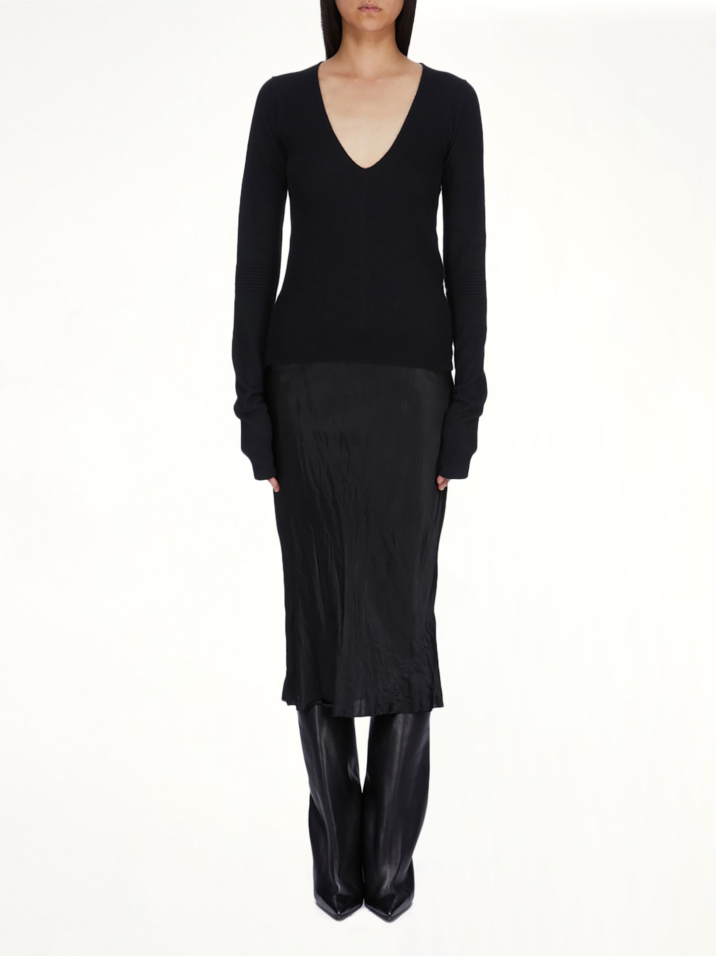 Knee Bias Skirt in Black