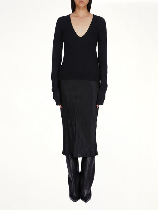 Knee Bias Skirt in Black