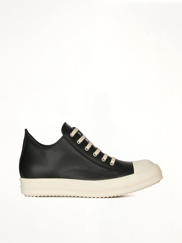 Low Sneaks in Black/Milk Side View | RICK OWENS