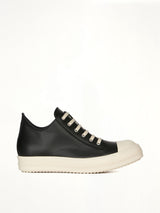 Low Sneaks in Black/Milk Side View | RICK OWENS