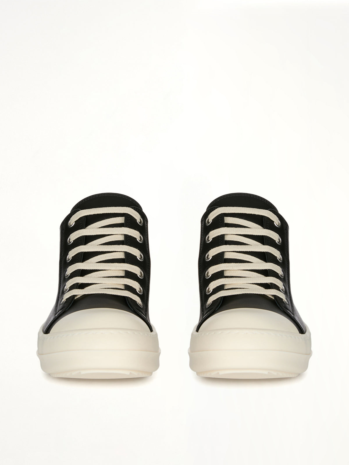 Low Sneaks in Black/Milk Front View | RICK OWENS