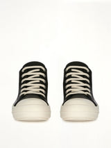 Low Sneaks in Black/Milk Front View | RICK OWENS