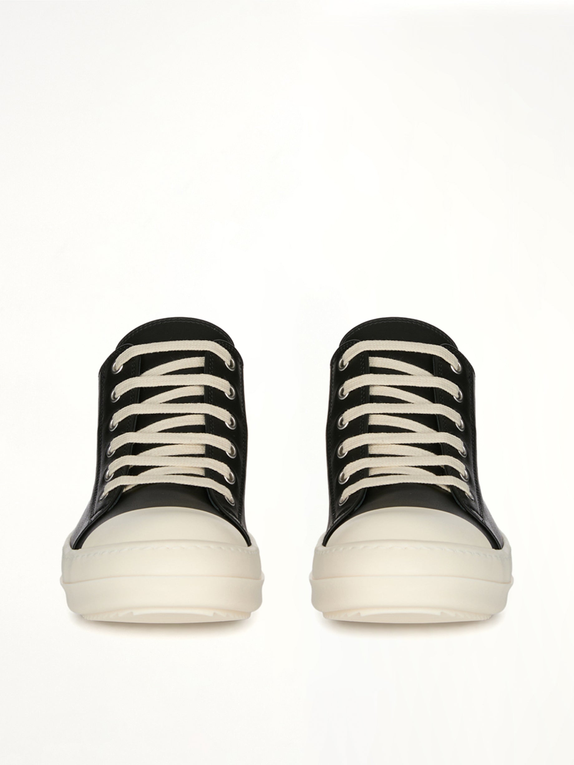 Low Sneaks in Black/Milk Front View | RICK OWENS