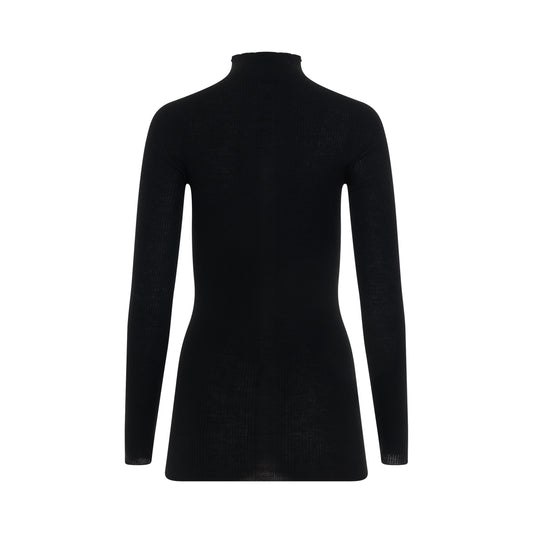 Ribbed Lupetto Knit Sweater in Black