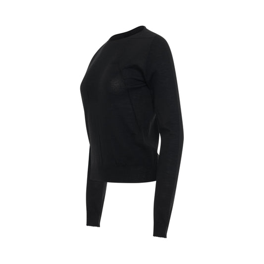 Biker Level Round Neck Knit Sweater in Black