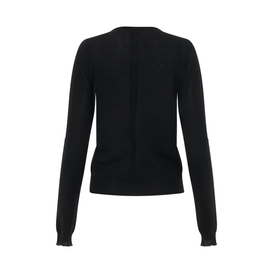 Biker Level Round Neck Knit Sweater in Black