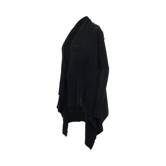 Medium Wrap Knit Wool Cardigan in Black