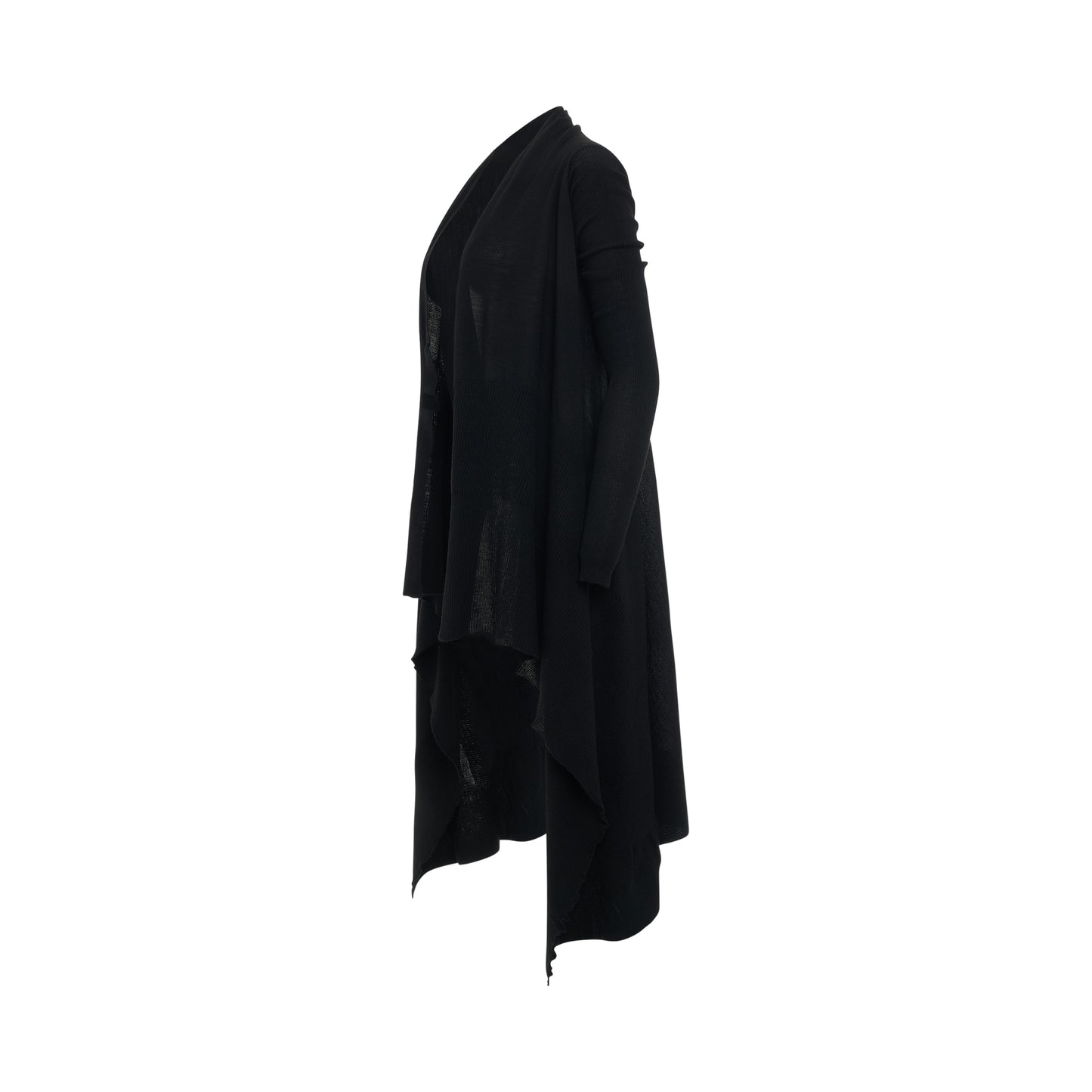 Long Wrap Knit Cardigan in Black