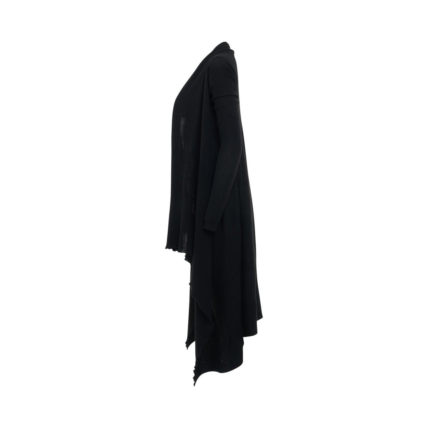 Long Wrap Knit Cardigan in Black