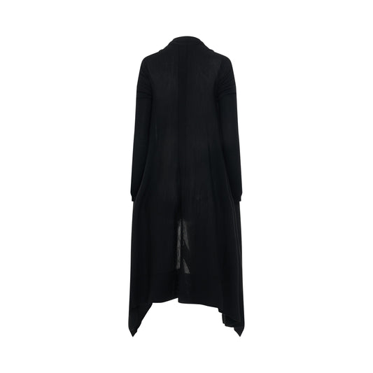 Long Wrap Knit Cardigan in Black