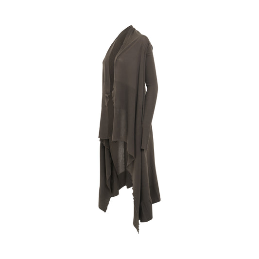 Long Wrap Knit Wool Cardigan in Dust