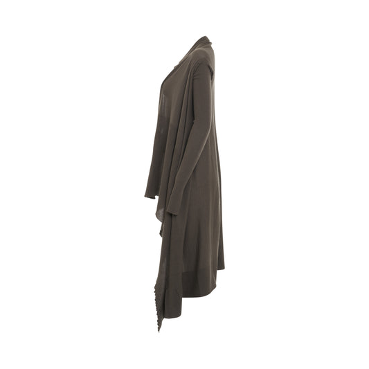 Long Wrap Knit Wool Cardigan in Dust