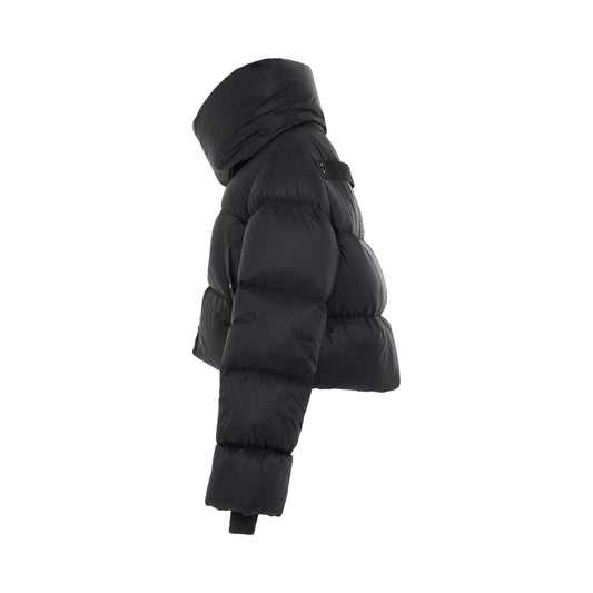 Funnel Neck Nylon Down Jacket in Black