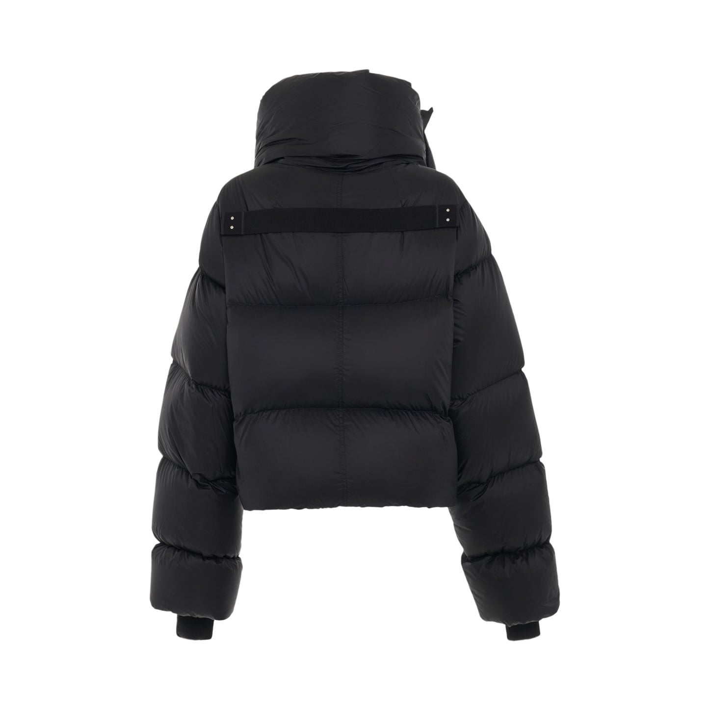 Funnel Neck Nylon Down Jacket in Black