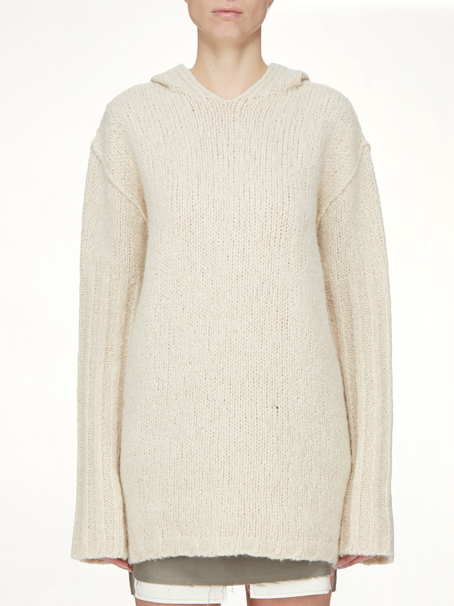 Silk Cashmere Oversized Hoodie in Natural