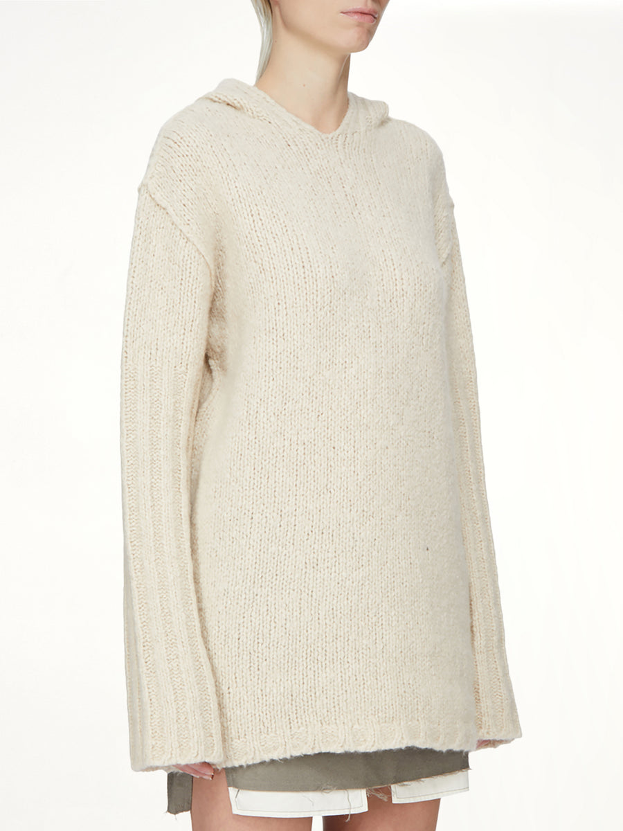 Silk Cashmere Oversized Hoodie in Natural