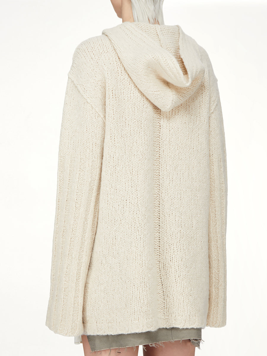 Silk Cashmere Oversized Hoodie in Natural