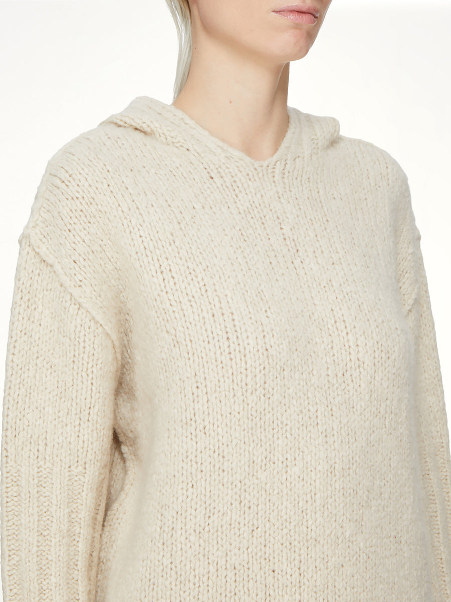 Silk Cashmere Oversized Hoodie in Natural