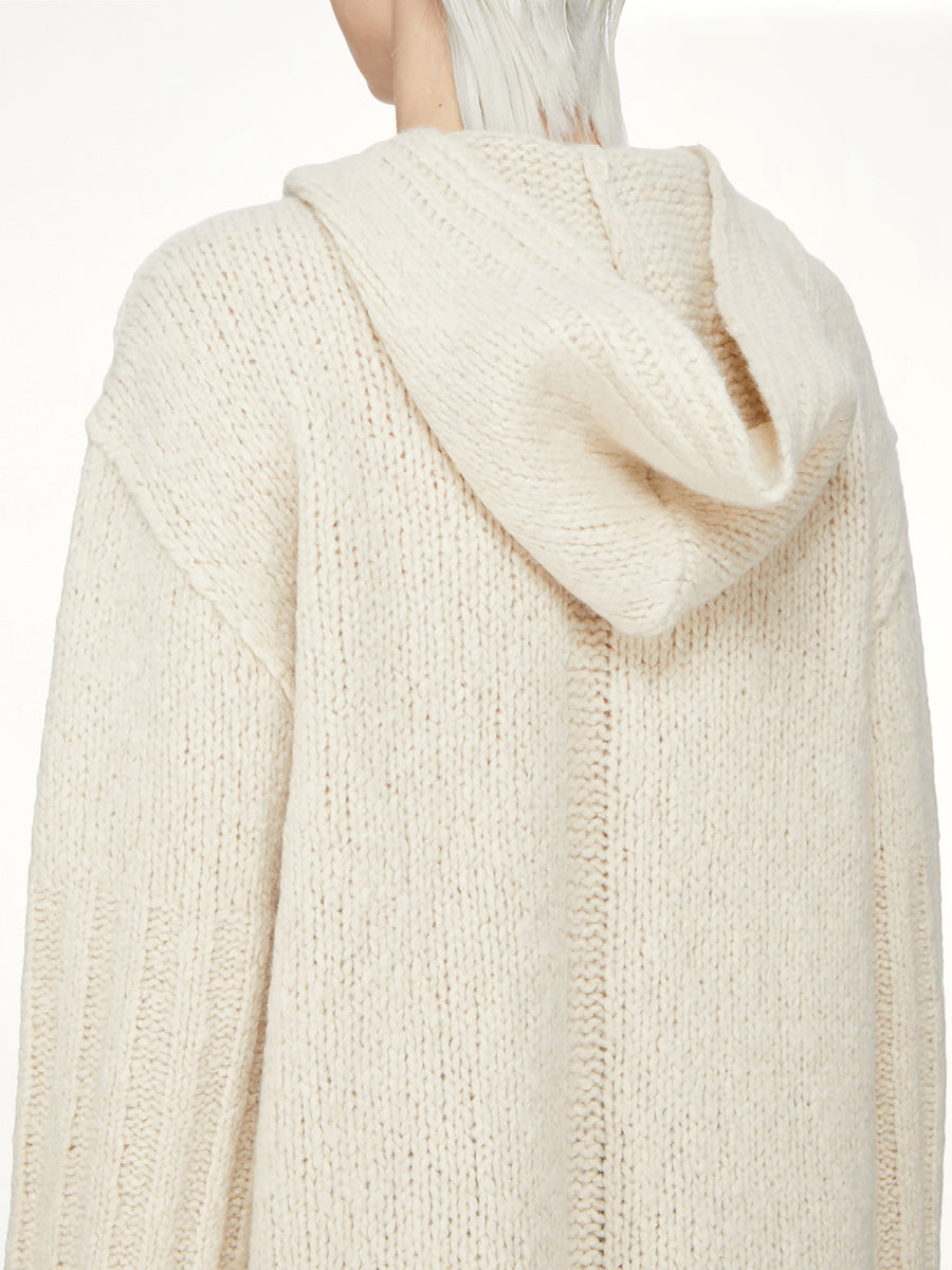 Silk Cashmere Oversized Hoodie in Natural