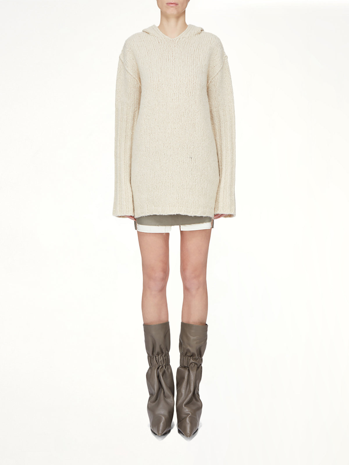 Silk Cashmere Oversized Hoodie in Natural
