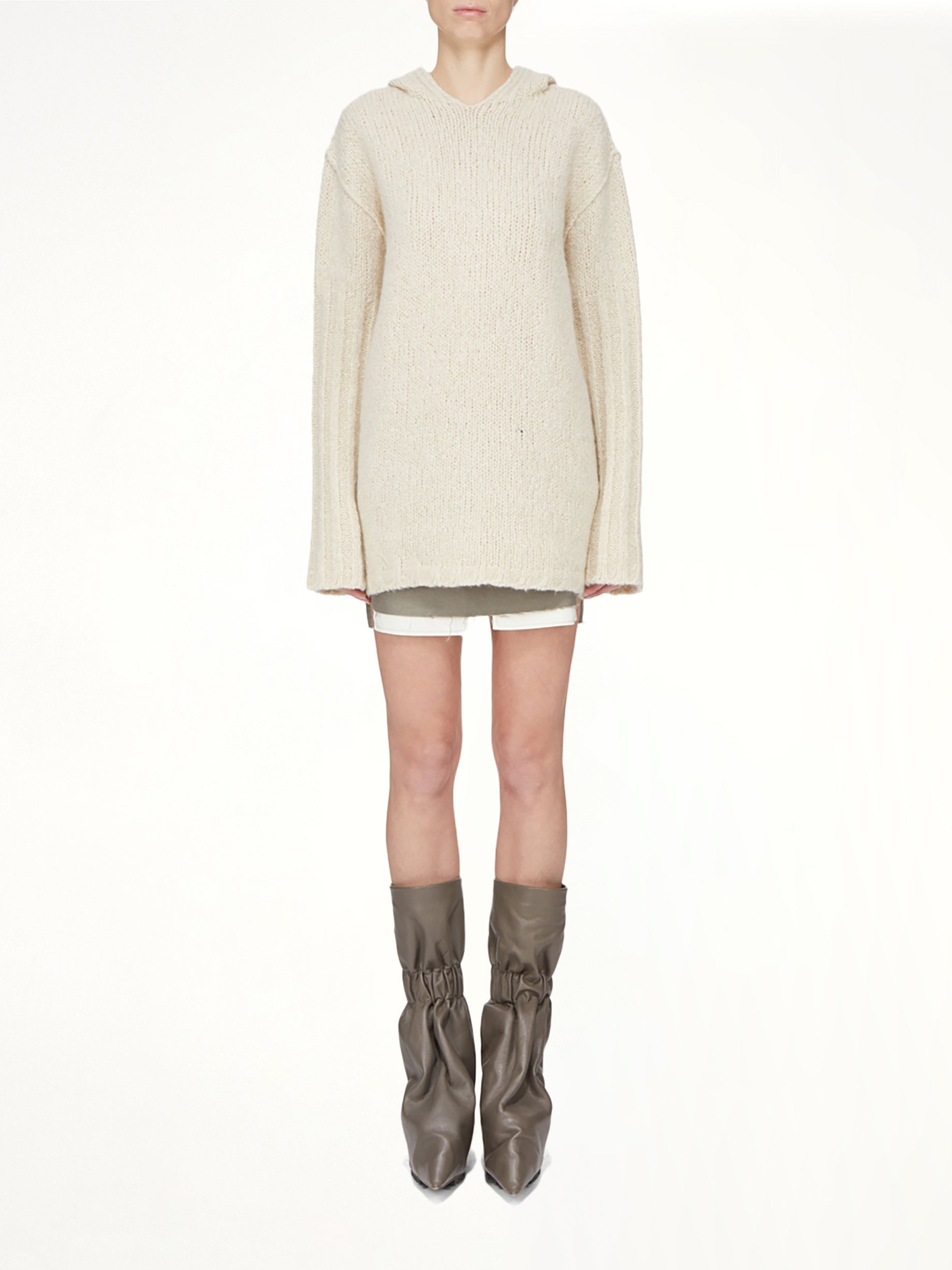 Silk Cashmere Oversized Hoodie in Natural