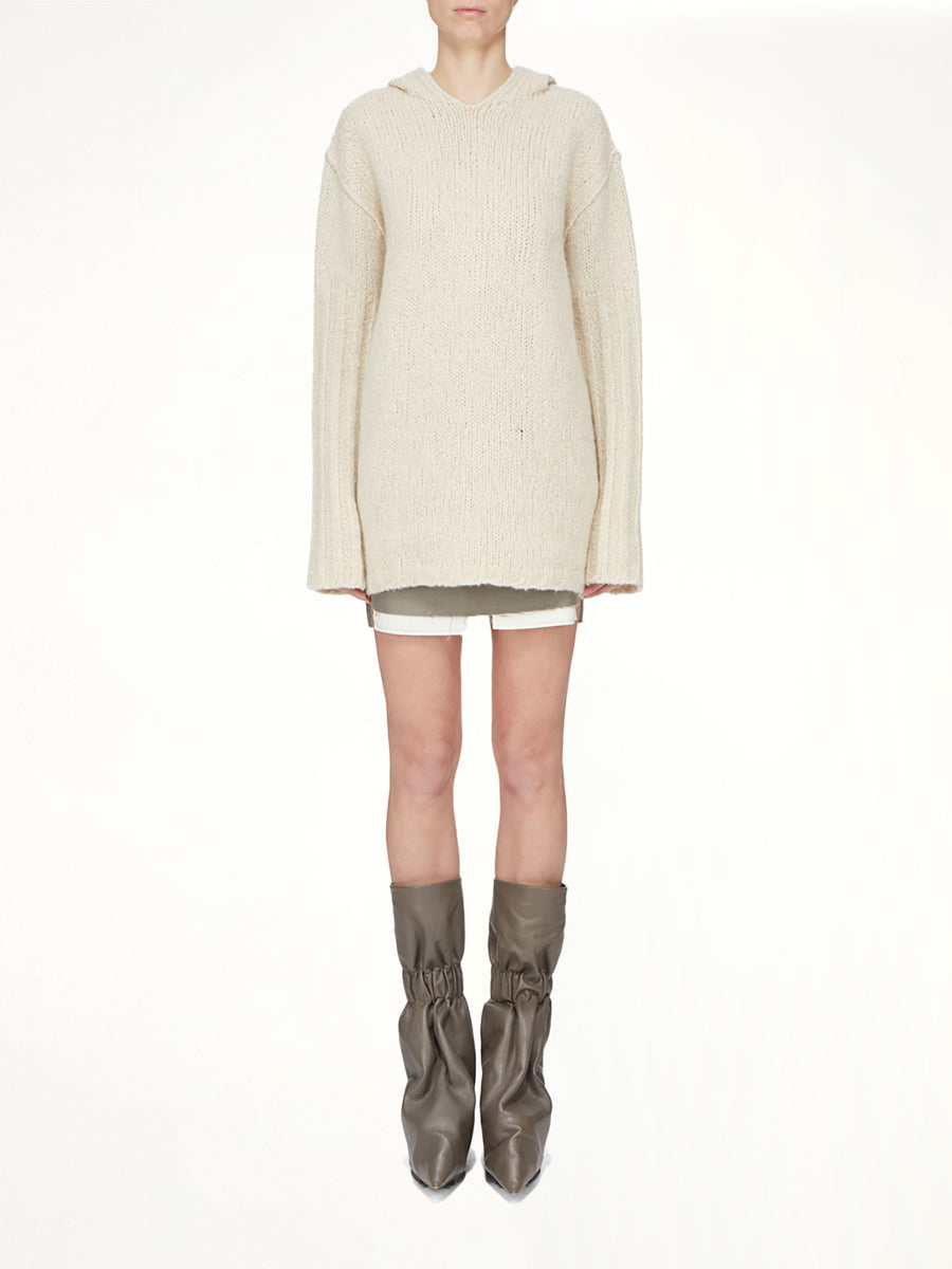 Silk Cashmere Oversized Hoodie in Natural