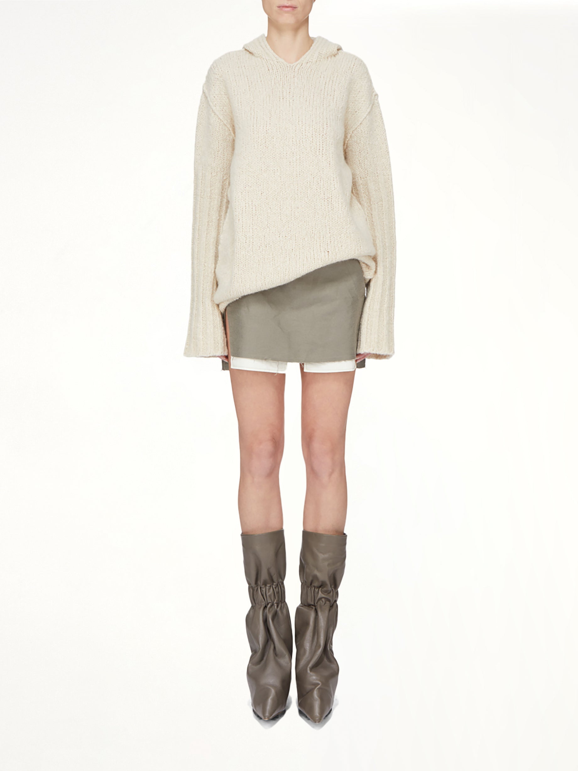 Silk Cashmere Oversized Hoodie in Natural