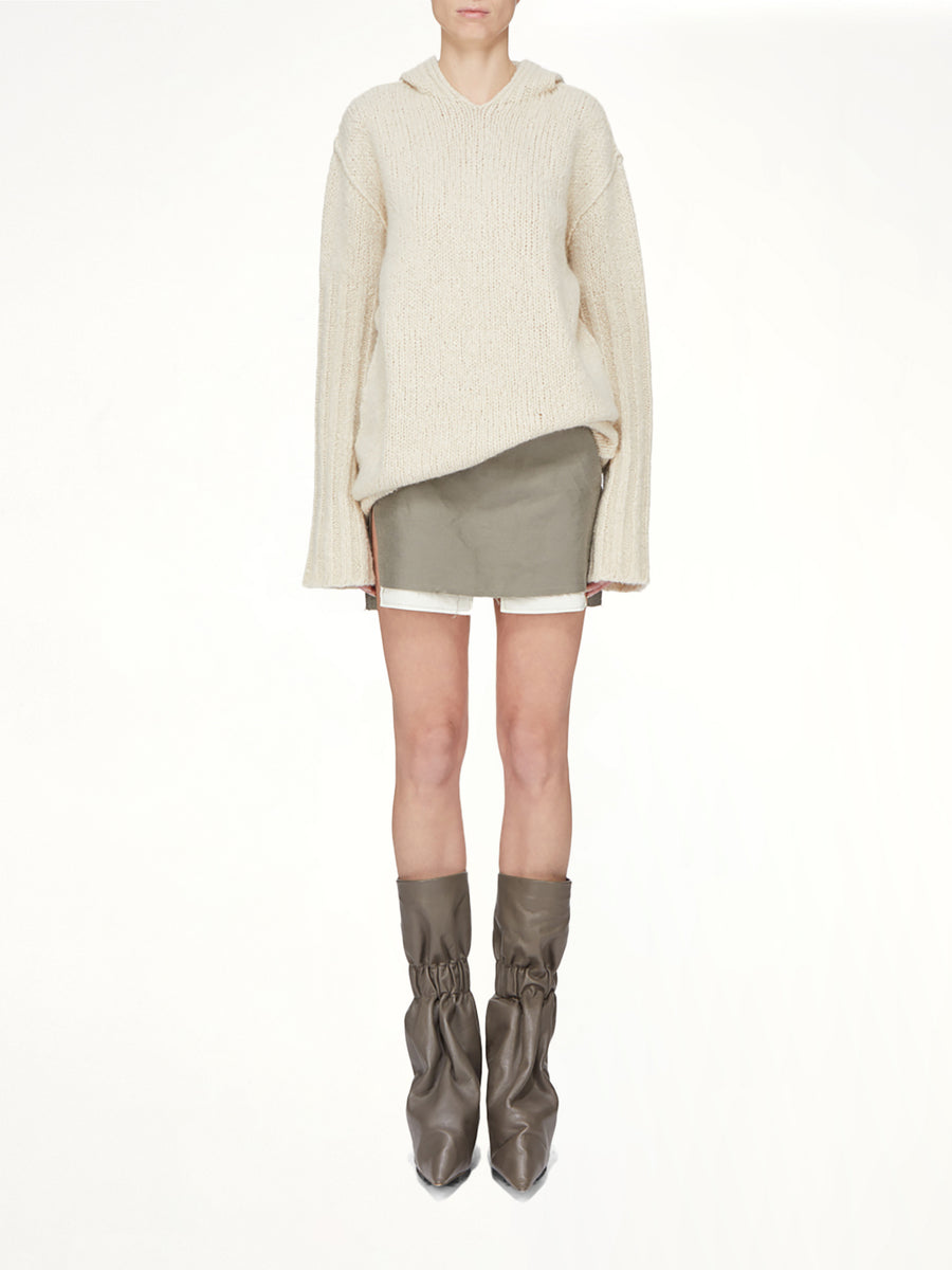 Silk Cashmere Oversized Hoodie in Natural