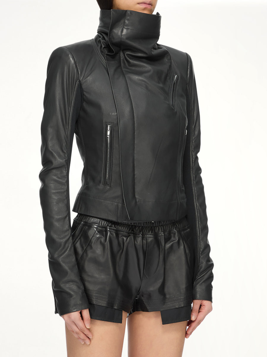 Lamb Leather Classic Biker in Black