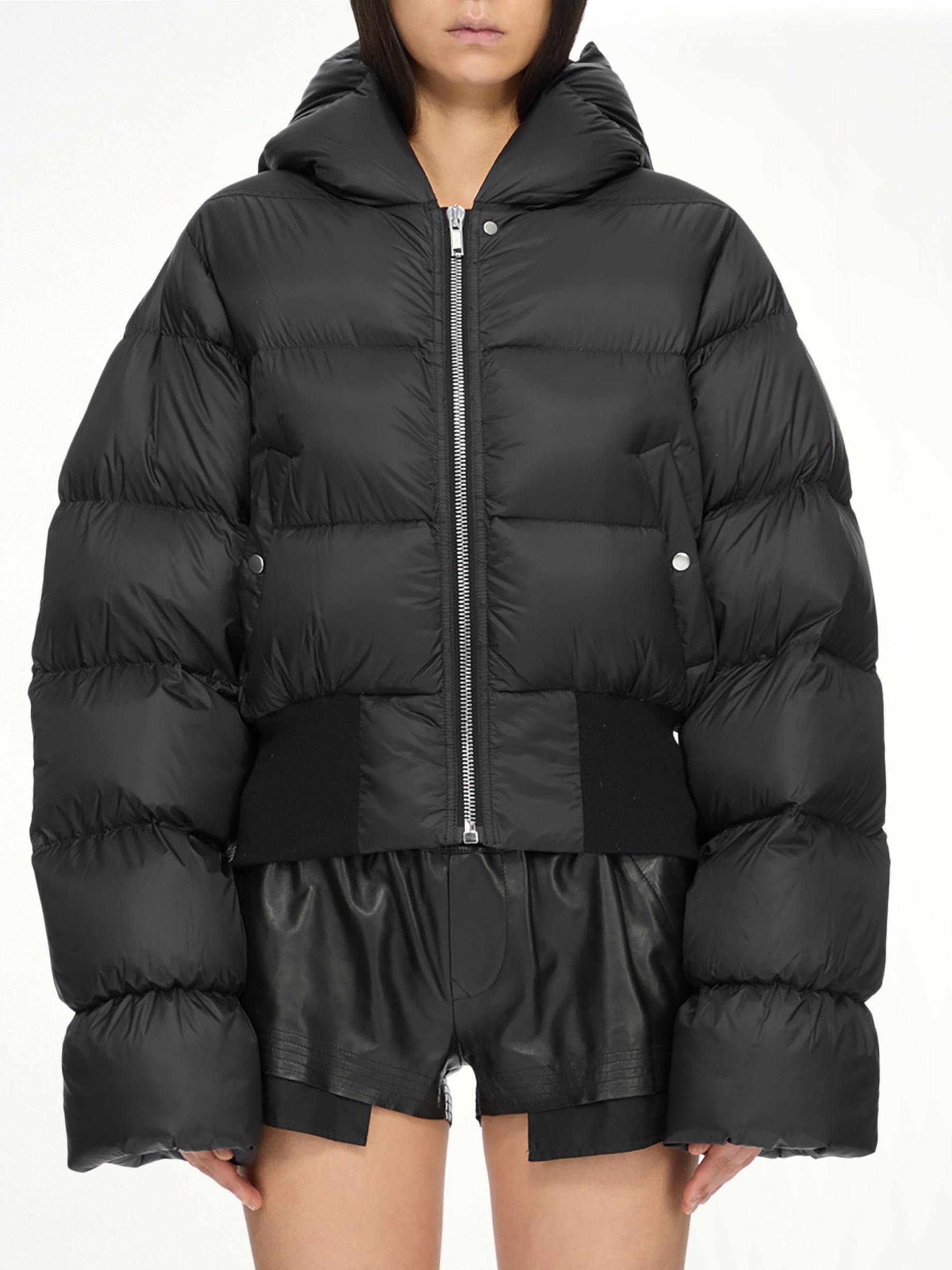 Cinched Hooded Jacket in Black