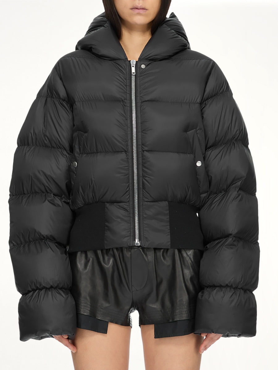 Cinched Hooded Jacket in Black
