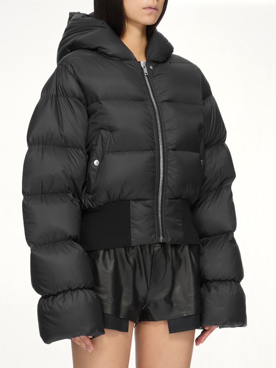 Cinched Hooded Jacket in Black