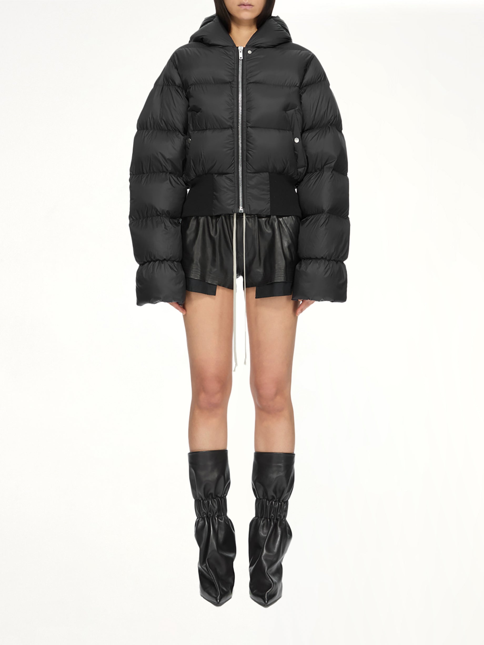 Cinched Hooded Jacket in Black