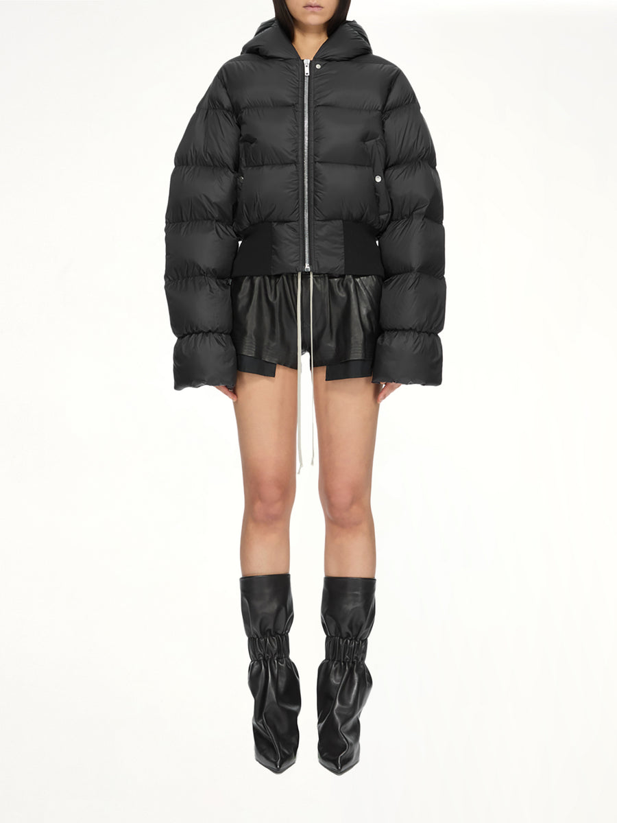 Cinched Hooded Jacket in Black