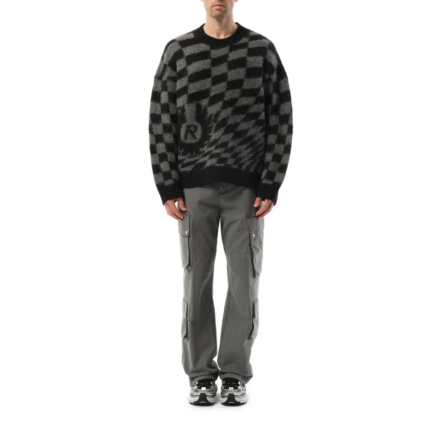 Represent X Belstaff Checkerboard Knit Sweater in Shadow