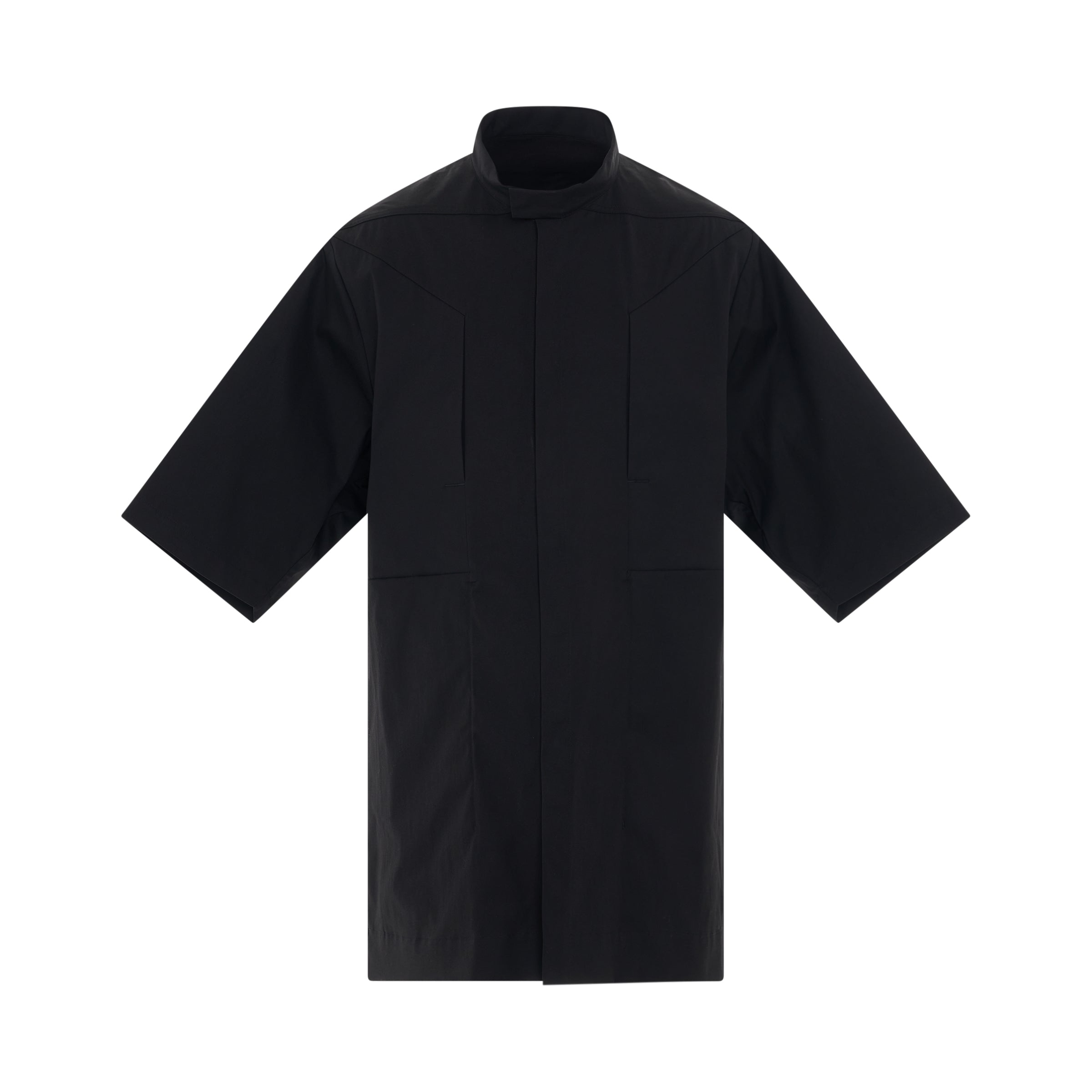 Woven Short Sleeve Jacket in Black