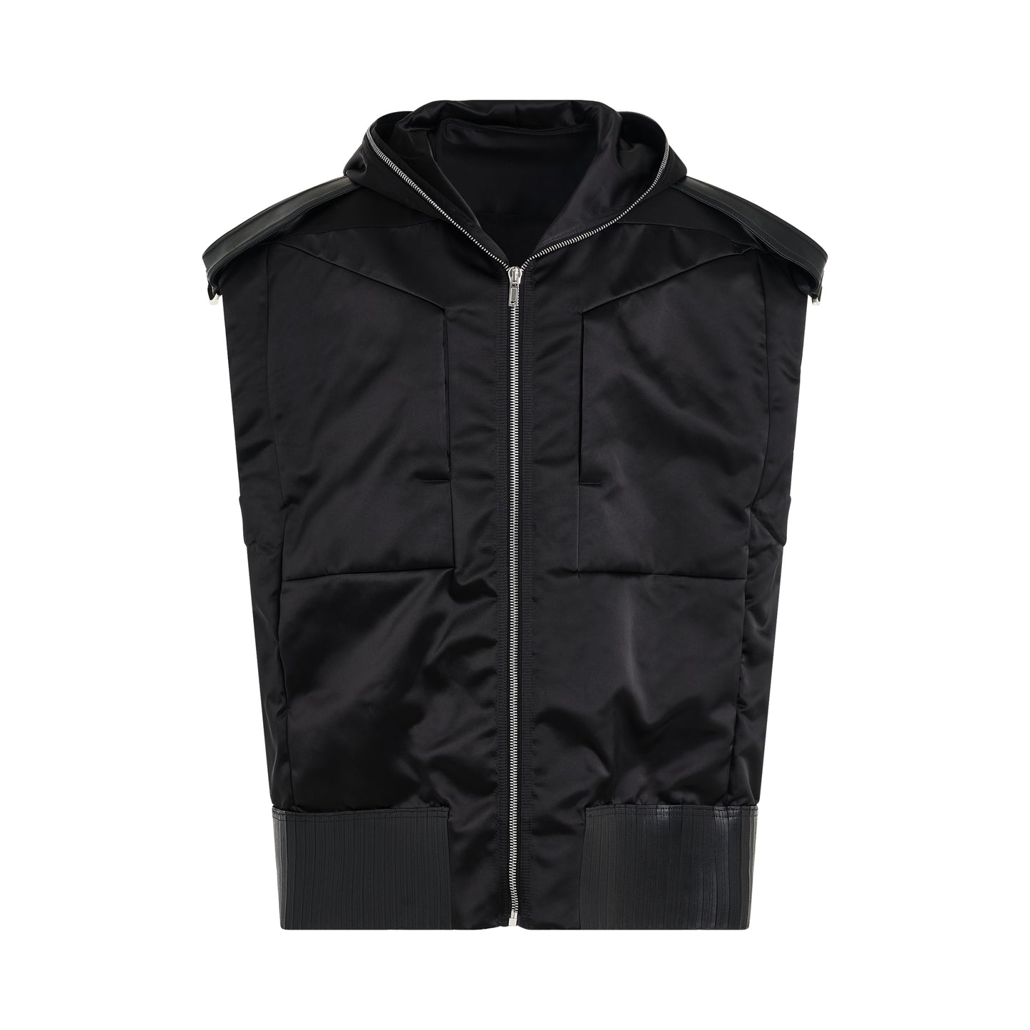 Lido Sleeveless Zip Vest with Hood in Black